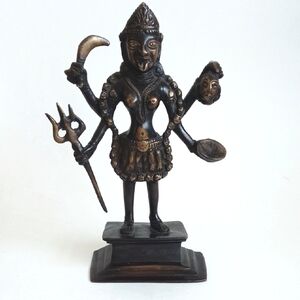 Very Rare & Unique Antique Bronze-Toned Multi-Armed Statue Figurine 8 1/2” Tall